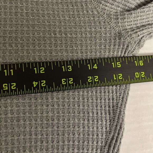 Free People Top Women Sz M One of the Girls Henley Waffle Knit Shirt Gray - Picture 13 of 15